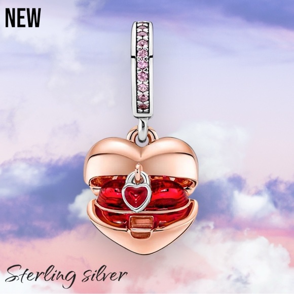 Reveal Your Love Heart Locket Pendant .925 Sterling Silver Gold Pendant Charm - Picture 3 of 7